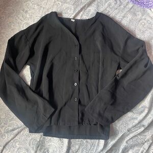 Black long sleeve button up blouse